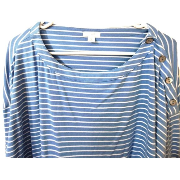 J.Jill Women's 2X Blue Striped 3/4 Sleeve Button Shoulder Sample Top - Picture 7 of 11